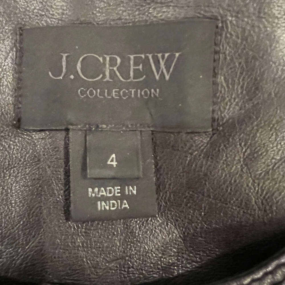 JCrew Collection | Black Leather Zip Front Shirt | | Size 4 | Like New - Picture 11 of 12